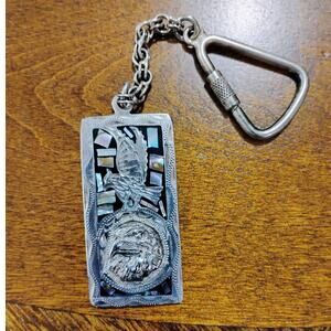 Vintage Alpaca Silver Abalone Inlaid Eagle Key Chain